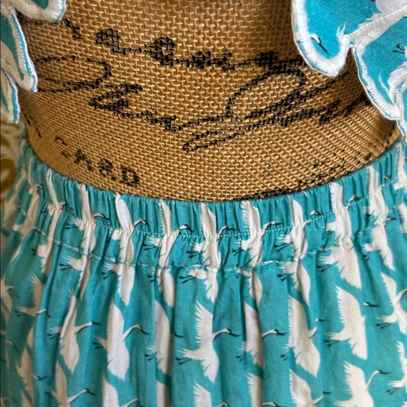 Victoria Dunn Lupine Scalloped Cotton Crane Print Top Skirt Set Sz XS RARE - Picture 13 of 15